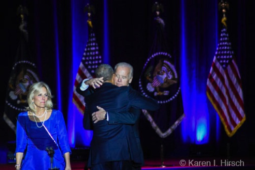 Joe Biden hugs President Obama