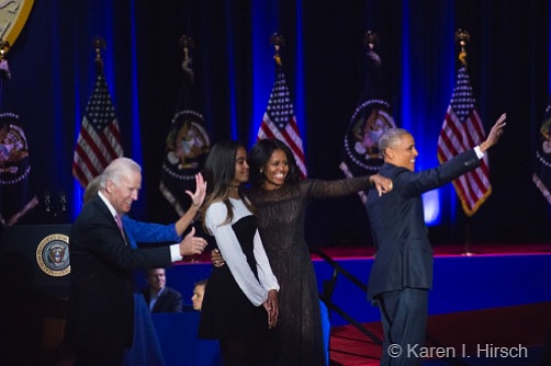 Joe Biden and the Obamas wave good-bye