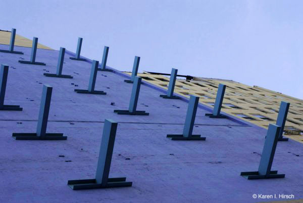 spikes on facade of building, New York