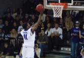 High Point basketball player going for the basket