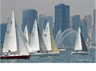 Race to Mackinac - start of a fleet of boats